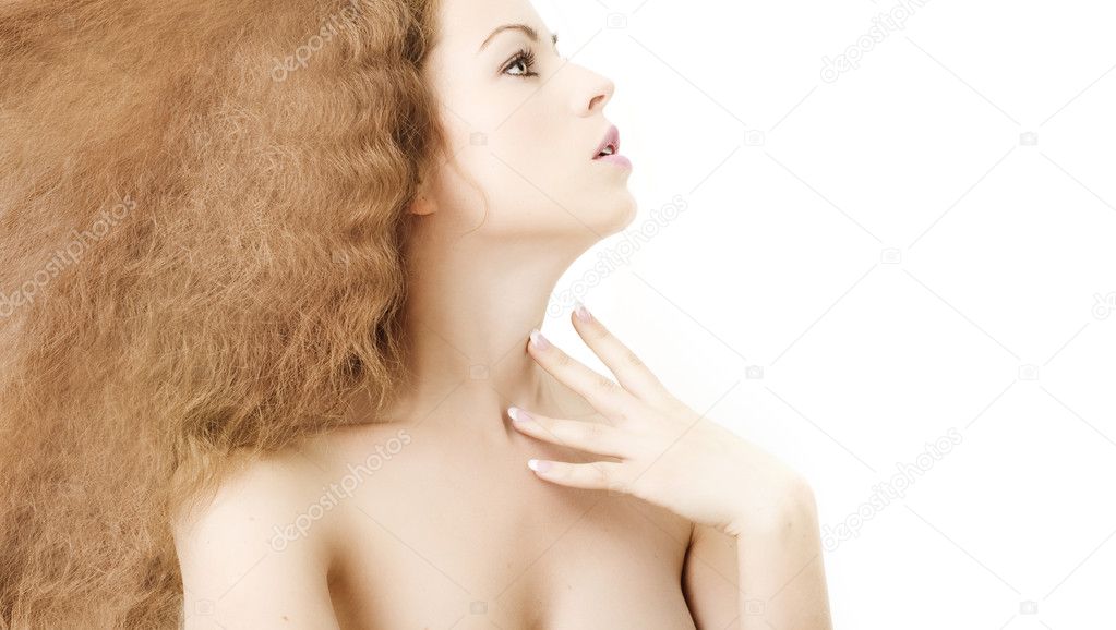 Portrait of sexy girl with beautiful hair