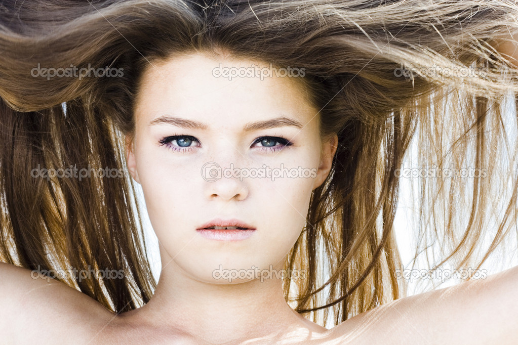 Beautiful girl with luxuriant hair ⬇ Stock Photo, Image by © dpaint