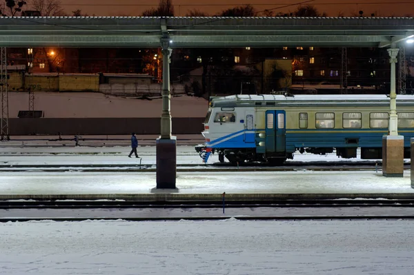 Kharkiv Ukraina Januari 2022 Gamla Elektriska Tåg Ukrainska Järnvägar Står — Stockfoto