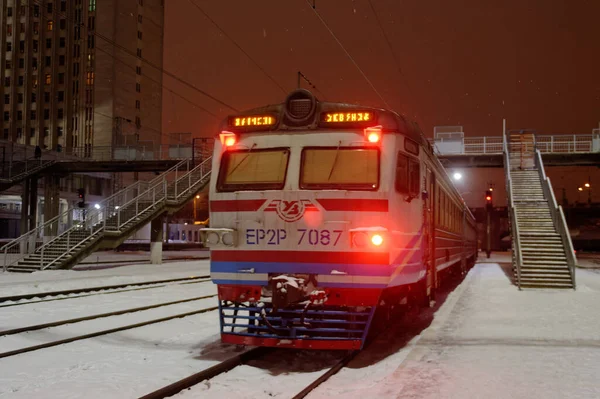 Kharkiv Ucrânia Janeiro 2022 Velho Trem Elétrico Er2R Ferrovia Ucraniana — Fotografia de Stock