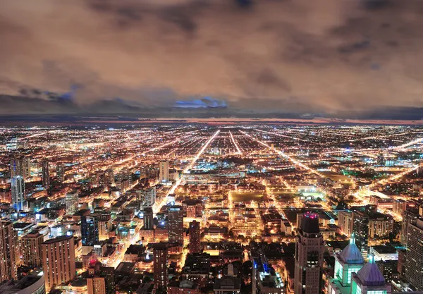 Chicago městskou letecký pohled za soumraku — Stock fotografie