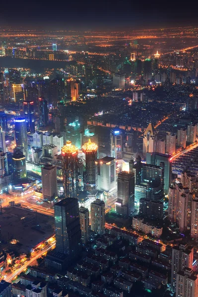 Shanghai Nacht Luftaufnahme — Stockfoto