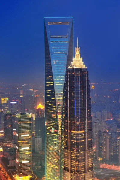 Shanghai-Antenne in der Dämmerung — Stockfoto