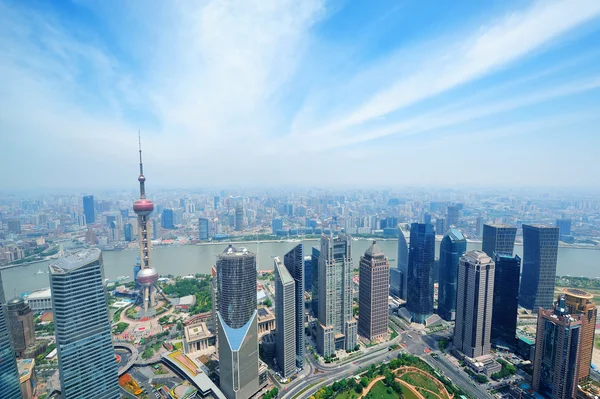 Shanghai luchtfoto — Stockfoto