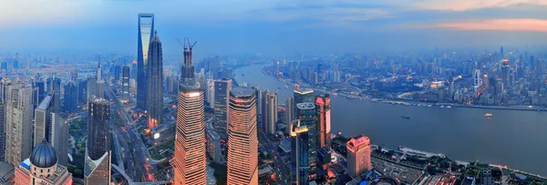 Shanghai aerial at sunset — Stock Photo, Image