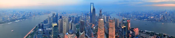 Shanghai luchtfoto bij zonsondergang — Stockfoto