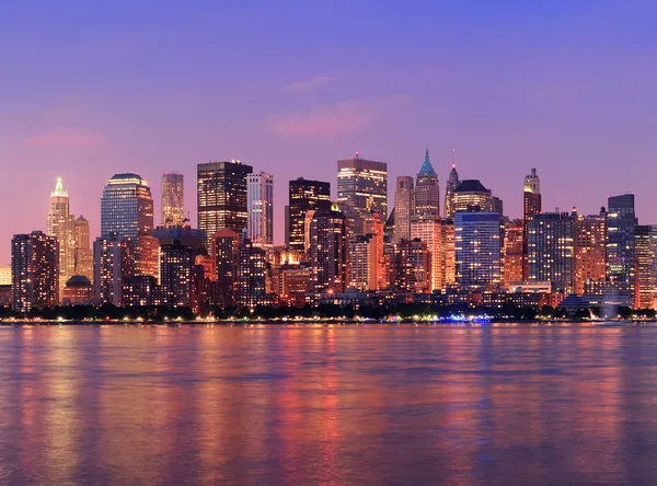 Nueva York Manhattan panorama del atardecer Imágenes de stock libres de derechos