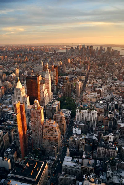 Нью-Йорка Манхеттен захід сонця — стокове фото