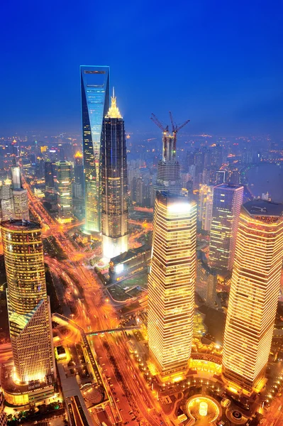 Shanghai aerea al crepuscolo — Foto Stock