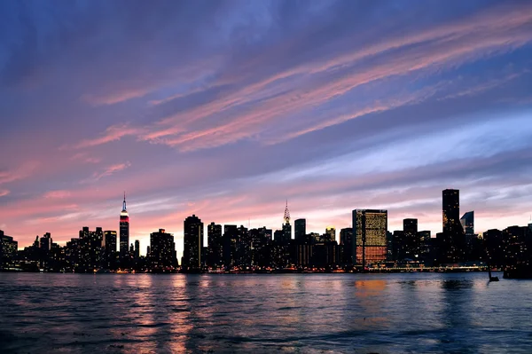 New York'un manhattan günbatımı panorama — Stok fotoğraf