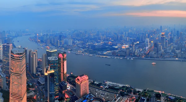 Shanghai aerial at sunset — Stock Photo, Image