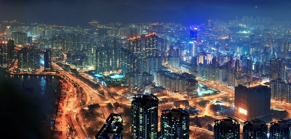 Hong Kong Antenne Nacht — Stockfoto
