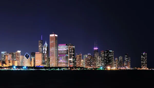 Chicago natten panorama — Stockfoto