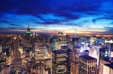 New York'un manhattan skyline havadan görünümü
