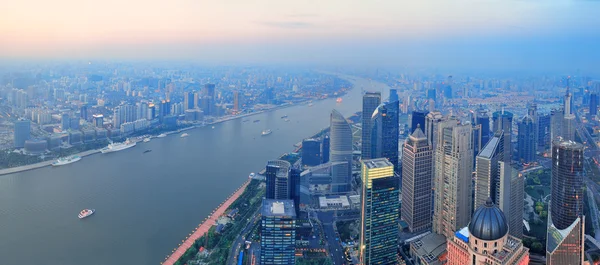 Shanghai aerial at sunset — Stock Photo, Image