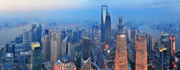 Shanghai aerea al tramonto — Foto Stock