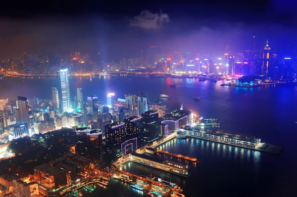 Hong Kong aerial night — Stock Photo, Image