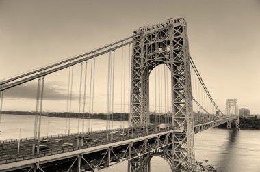 George Washington Bridge black and white clipart