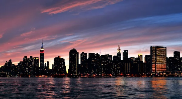 뉴욕시 맨하탄 일몰 파노라마 — 스톡 사진