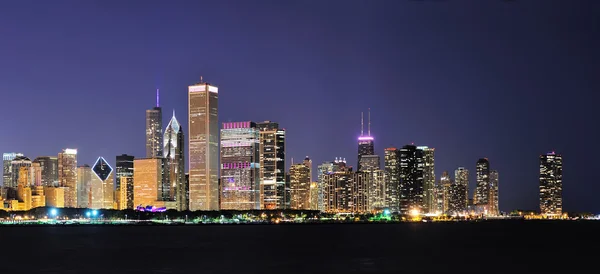Chicago noite panorama — Fotografia de Stock