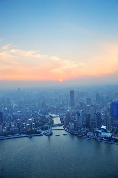 Shanghai luchtfoto bij zonsondergang — Stockfoto