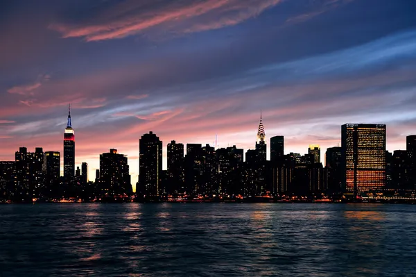 New Yorks manhattan sunset panorama — Stockfoto