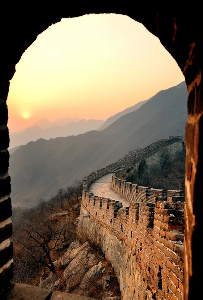 Закат Великой стены — стоковое фото