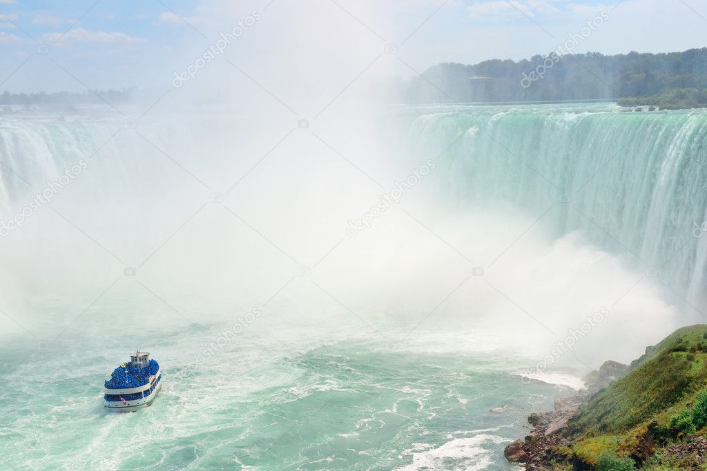 Waterfalls and boat