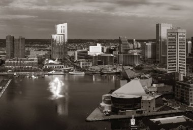 Baltimore liman bölgesi çatı manzaralı şehir binaları.