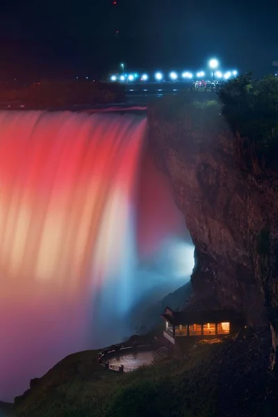 Cataratas Del Niágara Por Noche Como Famoso Paisaje Natural Canadá —  Fotos de Stock