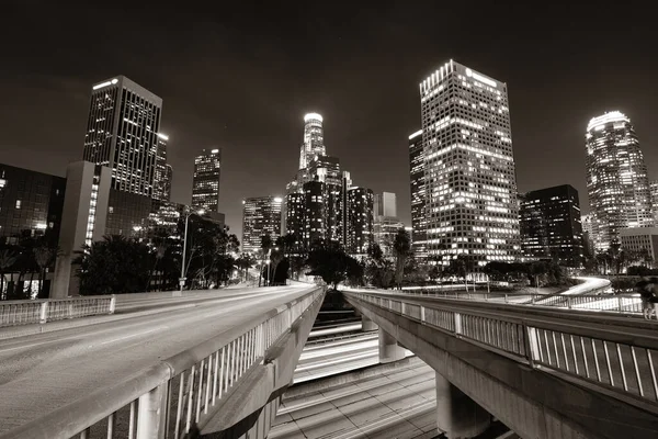 Los Ангели Downtown Ночах Міських Будівель Легкі Стежка — стокове фото