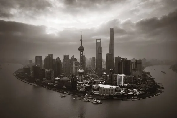Вид Воздуха Город Шанхай Деловым Районом Пудун Горизонтом Китае — стоковое фото
