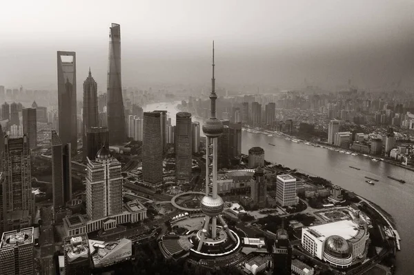 Shanghai Vue Aérienne Ville Avec Quartier Des Affaires Pudong Skyline — Photo