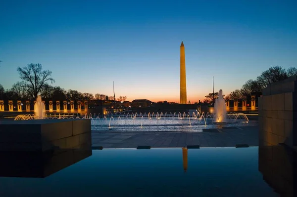 Washingtonský Památník Jako Národní Památka Noci Washingtonu — Stock fotografie