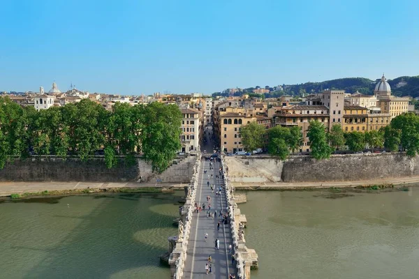 Ponte Sant Angelo Rio Tibre Vistos Castel Sant Angelo Roma — Fotografia de Stock