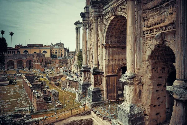 Арчвей Римський Форум Руїнами Історичних Будівель Італія — стокове фото