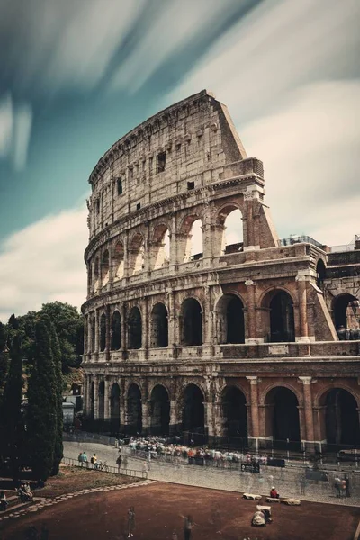 Colosseum Närbild Visa Med Lång Exponering Världen Kända Landmärket Och — Stockfoto