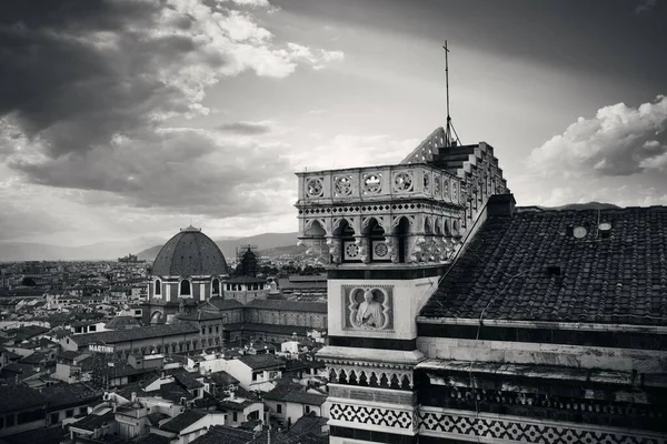 Toits Bâtiments Anciens Florence Italie Noir Blanc — Photo