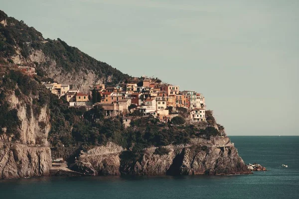Edifícios Manarola Vistos Corniglia Cinque Terre Itália — Fotografia de Stock