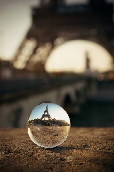 Eiffel Tower Chrystal Ball Famous City Landmark Paris — Stock Photo, Image