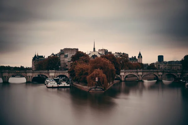 Utsikt Över Paris Staden Med Notre Dame Katedralen Över Floden — Stockfoto