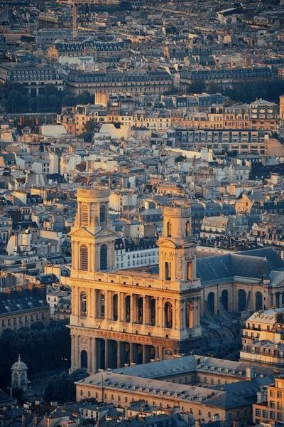 Vista Para Terraço Cidade Paris Pôr Sol — Fotografia de Stock