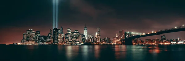 New York City Brooklyn Bridge Hommage Septembre Soir — Photo