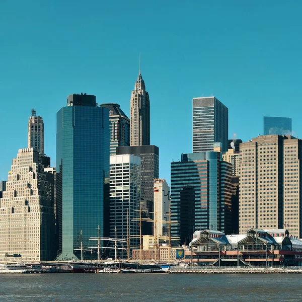 Manhattan Skyline Centro Com Arranha Céus Urbanos Sobre Hudson River — Fotografia de Stock
