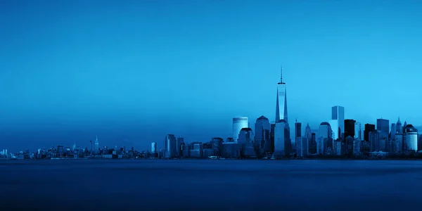 Ciudad Nueva York Skyline Con Rascacielos Sobre Río Hudson Visto —  Fotos de Stock