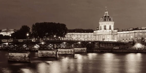 River Seine Pont Des Arts Institut France Πανόραμα Νύχτα Στο — Φωτογραφία Αρχείου
