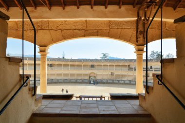 Ronda Plaza de Toros, İspanya 'da yakın çekim görüntüsü.