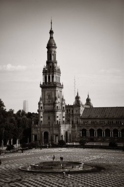 İspanya 'nın Sevilla şehrinde Plaza de Espana ya da İspanya Meydanı yakın çekim görüntüsü