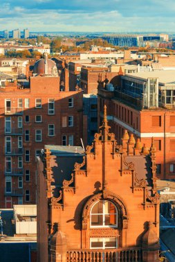 Glasgow şehir çatısı manzaralı tarihi mimari İskoçya, İngiltere
