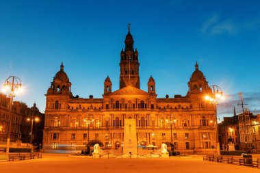 Glasgow, İskoçya 'daki George' da şehir konseyi gece görüşü